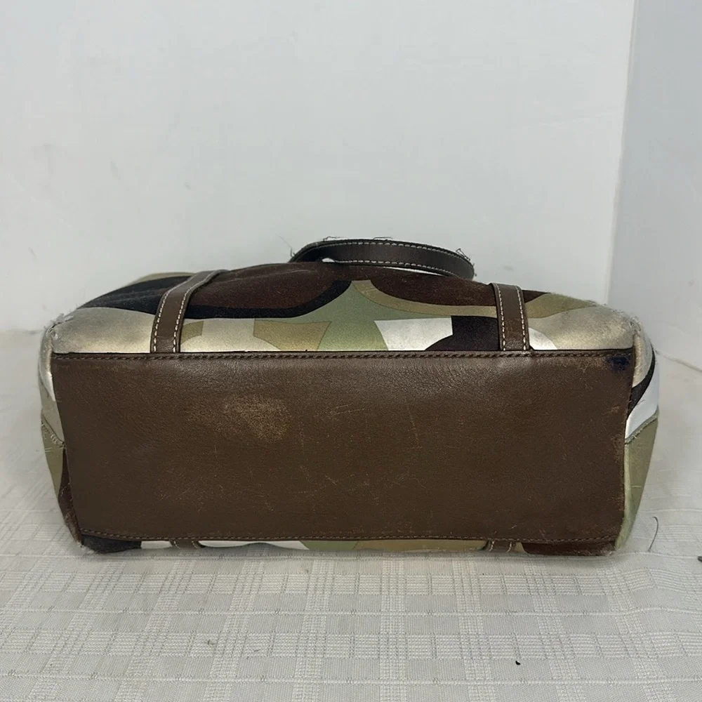 COACH CO768-11116 Green Scarf Print Purse